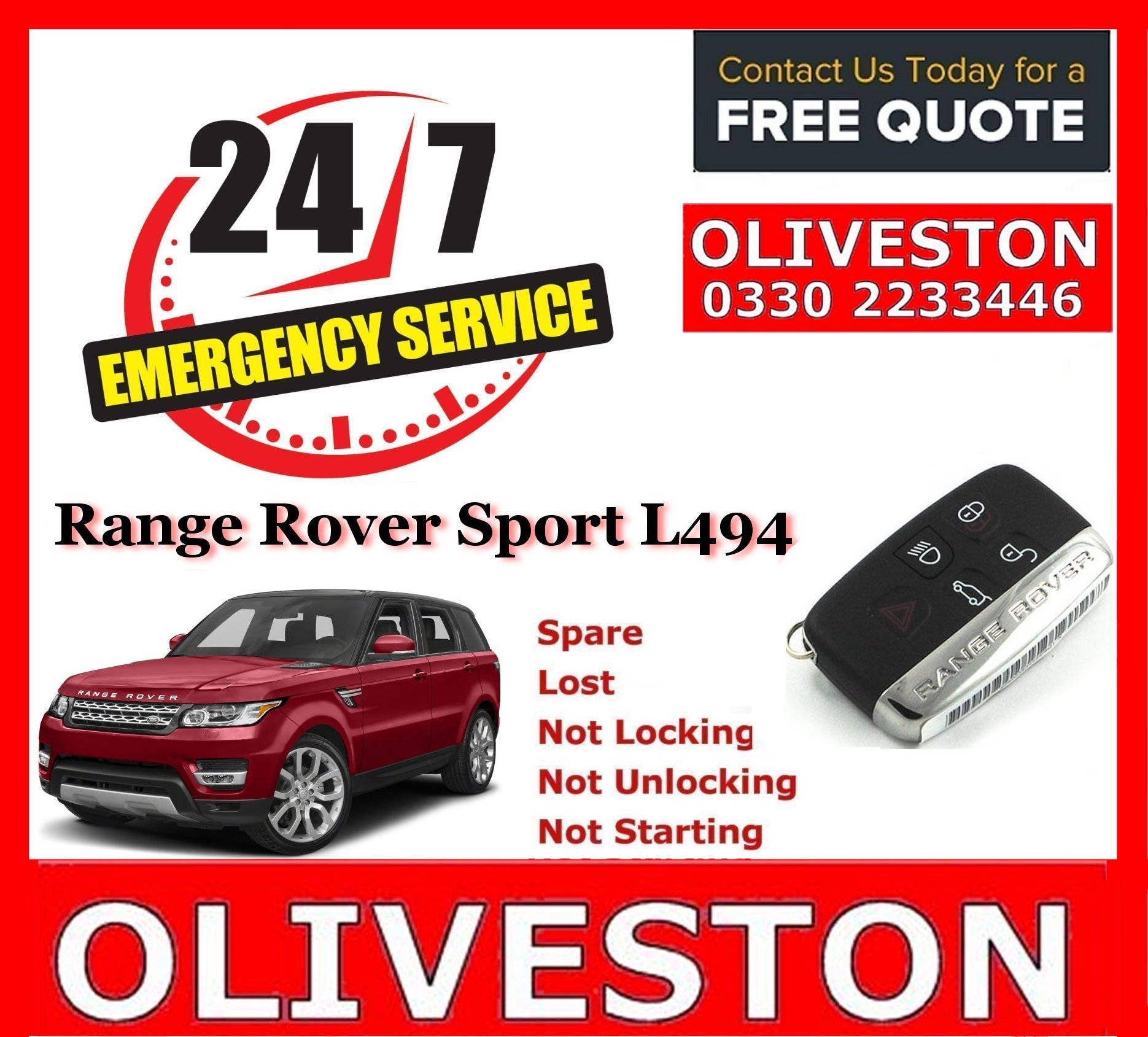 2010-2015 Land Rover VOUGE L322 SPORT Replacement Smart Key & Programming